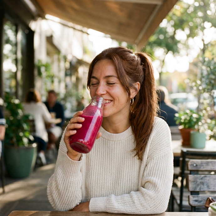 Woman enjoying a flavorful beverage
